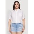 thumbnail image 2 of Womens Plus Size Chic Boxy Button Front Short Sleeve Shirt, 2 of 5