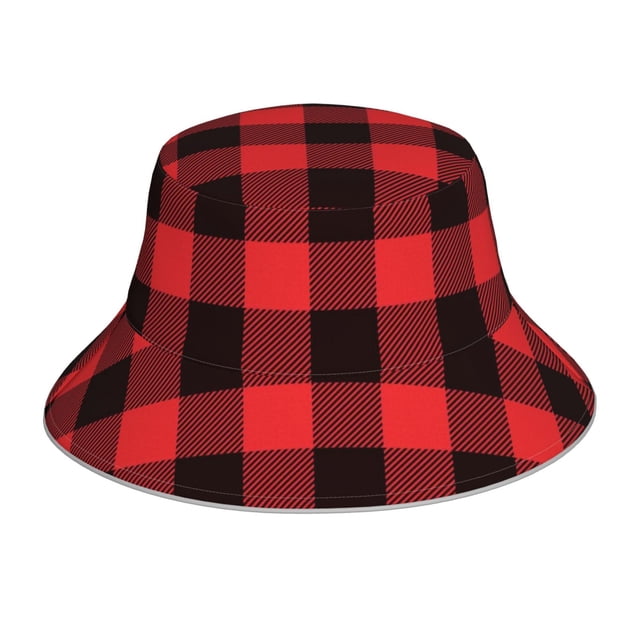 Balery Buffalo Plaid Red Black Sombreros para el sol para hombre y mujer, sombrero de pescador con UPF 50+