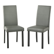Simple Living Bettega Indoor Contemporary Parsons Dining Side Chair, Set of 2, Gray Faux Leather