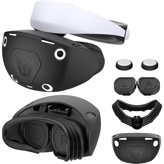 VR Protector Set for PlayStation VR2: Silicone PSVR2 Headset & Face Cushion Cover, Lens Dust Cover & 2 Pack Controller Thumb Grips for PS5 VR Vita Accessories - Sweatproof & Washable
