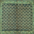 thumbnail image 1 of Ahgly Company Machine Washable Indoor Square Persian Turquoise Blue Traditional Area Rugs, 3' Square, 1 of 4
