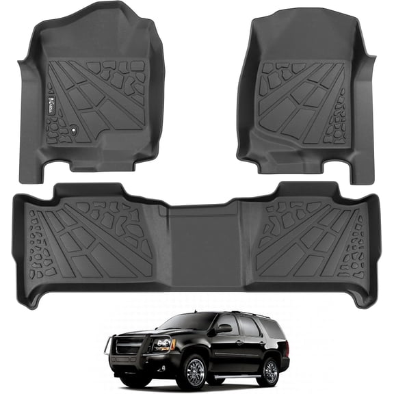 HUANG All-Weather TPE Floor Mats for 2007-2014 Chevy Tahoe/GMC Yukon/Suburban (Excludes Hybrid)