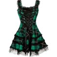 thumbnail image 4 of Minivestido gótico Bandage a cuadros para mujer, vestidos de corte en A con adorno de encaje estético Grunge, minivestido Punk ceñido al cuerpo, ropa de fiesta Sexy-AM, 4 of 5