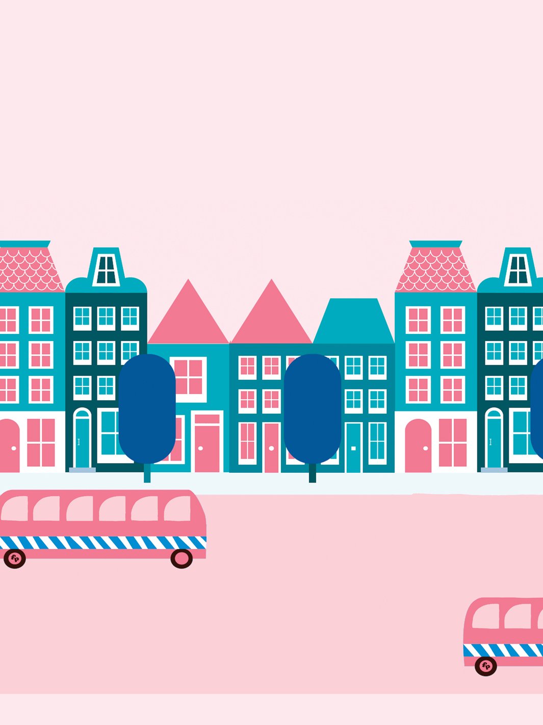 Bus Route Removable Vinyl Wallpaper by Fisher-Price - Pink