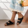 thumbnail image 4 of Rokment Studded Orthotic Platform Wedges Slip on Walking Sandals for Women Summer Beach Fashion Casual Leather Chunky Mid Heel Slides Dress Slippers Black Size 6, 4 of 8