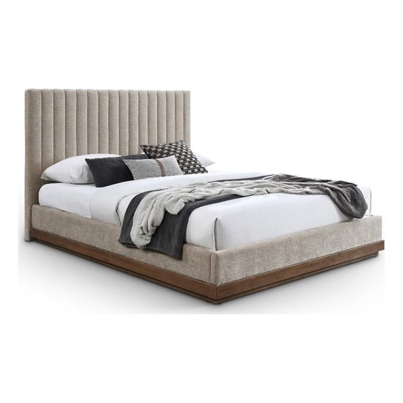Meridian Furniture Emmet Beige Chenille Fabric King Bed