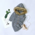 thumbnail image 6 of MANHUJI Newborn Clothes for Girls Boy Winter Girl Jumpsuit Collar Knit Warm Clothes Sweater Baby Faux Hooded Boys Coat&Jacket 3-6 Month Sleepers Baby Registry Search Newborn (Gray,90), 6 of 6