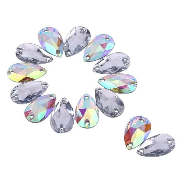 Yosoo 200PCS DIY Teardrop Crystal AB Resin Rhinestone Pointback Glass Faceted Jewelry Making Craft