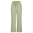 thumbnail image 5 of Olyvenn Fashion Women High Waisted Straight Leg Pants Cotton Linen Solid Cropped Pant Beach Vacation Lounge Capris with Pockets Green XXXXXL, 5 of 7