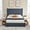 Dusty Blue, variant on King Size Bed Frame with Storage Drawers, Boucle Upholstered Platform Bed with Rounded Corner Headboard, No Box Spring Needed, White