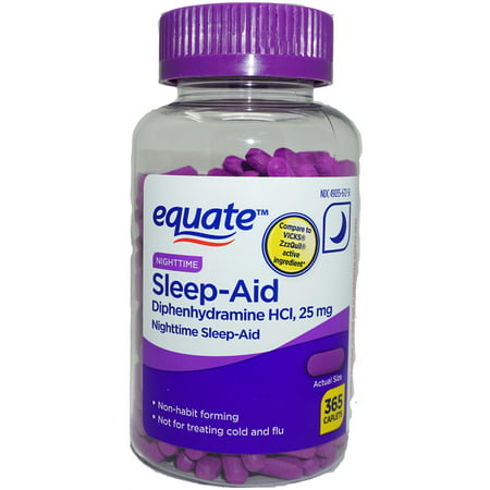 Equate NightTime Sleep-Aid Caplets, 25 mg, 365