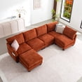 thumbnail image 1 of Canapé Sectionnel Modulaire de 124 Pouces, Canapé Sectionnel en U 6 Places avec Ottomane de Rangement et Ports USB, Orange, 1 of 9