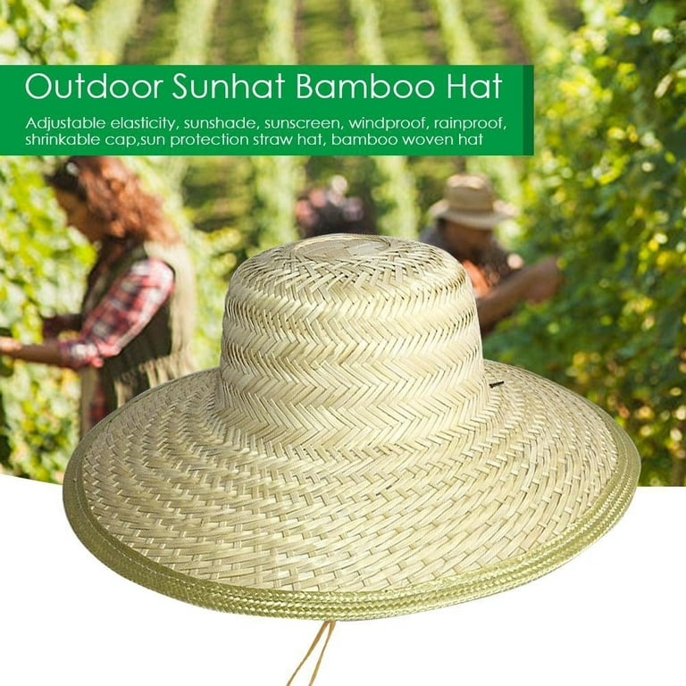 UDIYO Men Women Bamboo Weave Summer Outdoor Sun Protection Wide Brim Straw  Hat Cap 