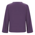 thumbnail image 6 of Diufon Casual Fall Tops for Women Round Neck Long Sleeve Pullover Tops Solid Color Blouses, 6 of 7
