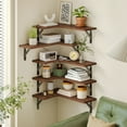thumbnail image 4 of Tomnk Corner Floating Shelves, Set of 5 Rustic Wood Wall Shelves, Dark Carbonized Black, 4 of 7