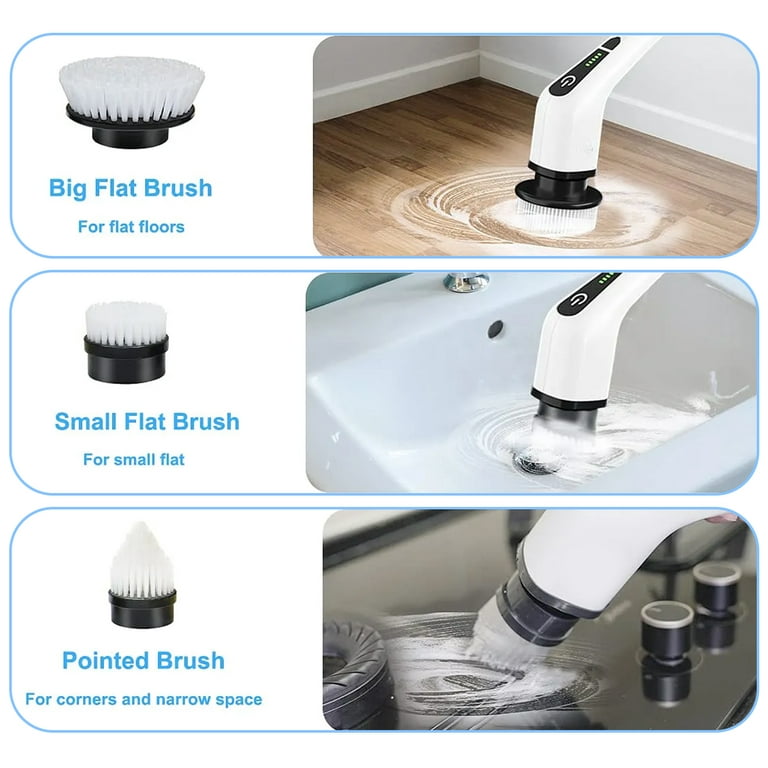 Electric Spin Scrubber, 400RPM Cordless Cleaning Brush with 6 Replaceable  Brush Heads & Adjustable Extension Long Handle Power Shower Scrubber for  Cleaning Bathroom Tub Grout Floor Wall Sink Tile