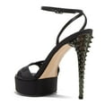 thumbnail image 4 of FSJ Women Open Toe Ankle Strap Platform Sandals Strappy Stiletto High Heels with Rivets Sexy Prom Themed Party Shoes Size 13 Black, 4 of 6