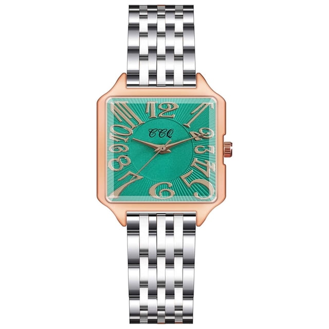 HBFAGFB Ladies Watch Womens Fashion Square Steel Versatile Wristwatch Going Out Daily Use Green