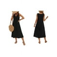thumbnail image 2 of Dresses for Women Spring Summer Sleeveless V Neck Cotton Beach Casual Dress Black XXL, 2 of 7
