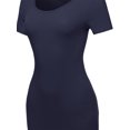 thumbnail image 4 of A2Y Women's Solid Fitted Classic Short Sleeve Premium Cotton Midi Dress Navy M, 4 of 5