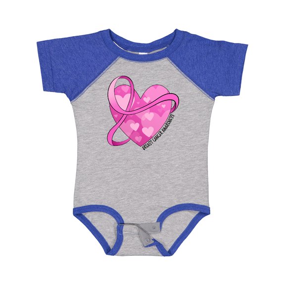 Inktastic Breast Cancer Awareness- Pink Ribbon Around Heart Boys or Girls Baby Bodysuit