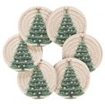 thumbnail image 5 of 6 Pcs Drink Coasters with Holder 3.94in Woven Coasters for Drinks Green Christmas Tree with Baubles Coaster Set for Protection Table, 5 of 7