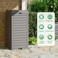 thumbnail image 5 of Outdoor Trash Can with Lid and Drip Tray, Waterproof Resin Hideaway Outdoor Garbage Can, Large Trash Can Outside for Patio, Garage, Backyard, Garden, Deck, Pool, Black (31 Gallon), 5 of 8