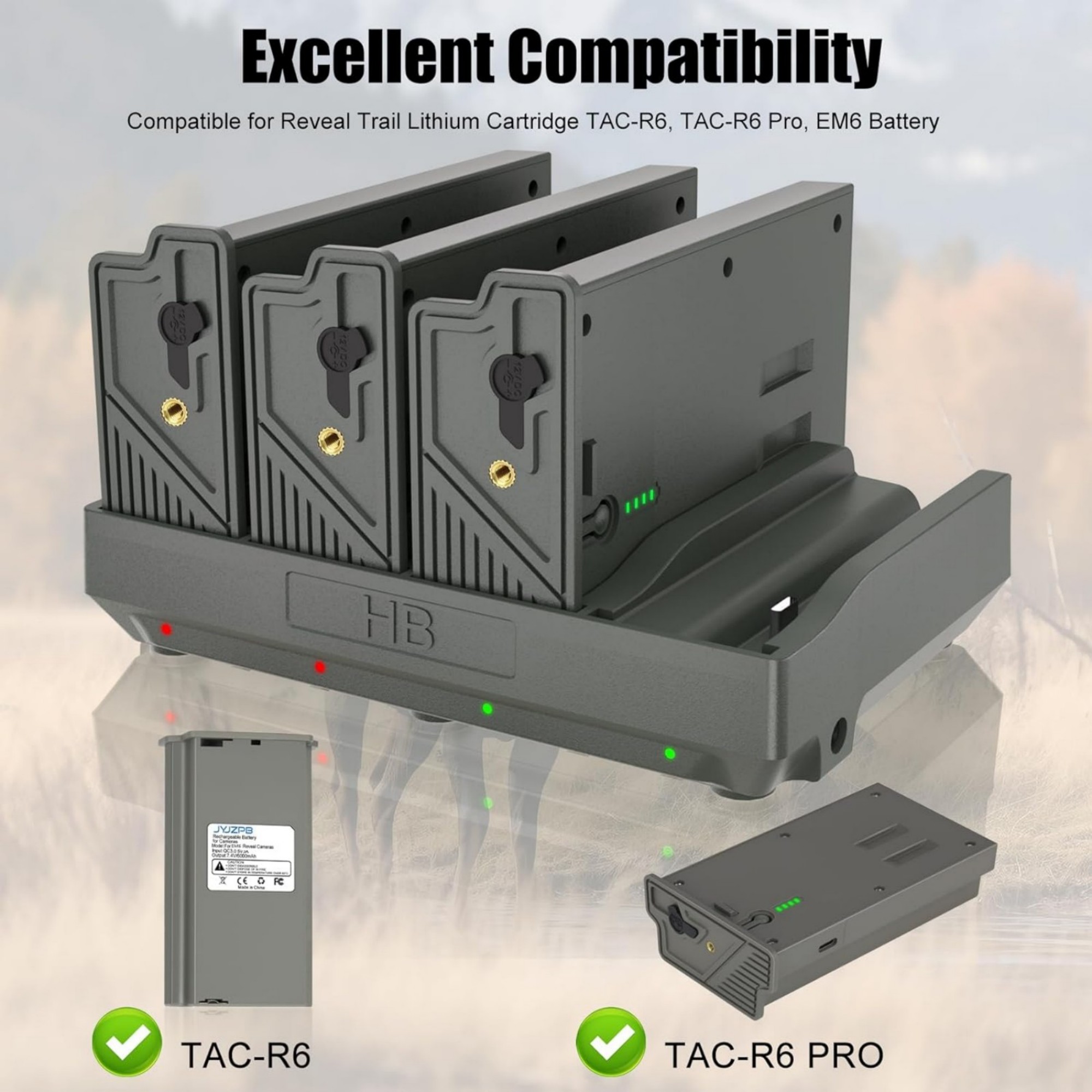 4PCS Lithium Battery & 4 Port Charger for Reveal Cellular Trail Camera X Gen 3.0, Pro 3.0, 2.0