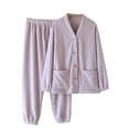 thumbnail image 3 of Feancey Daily Sales Cute Winter Pajamas Sets for Women Button Down Warm Pjs 2 Piece Cozy Soft Fleece Sleepwear and Long Pants Lounge Set with Pockets Purple XXL, 3 of 4