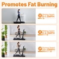 thumbnail image 2 of Simenmax 2-in-1 Foldable Walking Treadmill with Handrails, Quiet Under Desk Treadmill for Home Office, Remote Control, LED Display, 265lbs Capacity, Black, 2 of 9