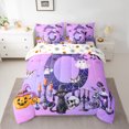 thumbnail image 4 of Homewish Purple 3D Letter Print 7-Piece King Bedding,Halloween Monogrammed O King Bed in a Bag,Halloween Reversible, 4 of 8