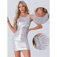 thumbnail image 2 of DARING DIVA Sleeveless Ruched Metallic Bodycon Mini Tank Dress XS Silver, 2 of 6
