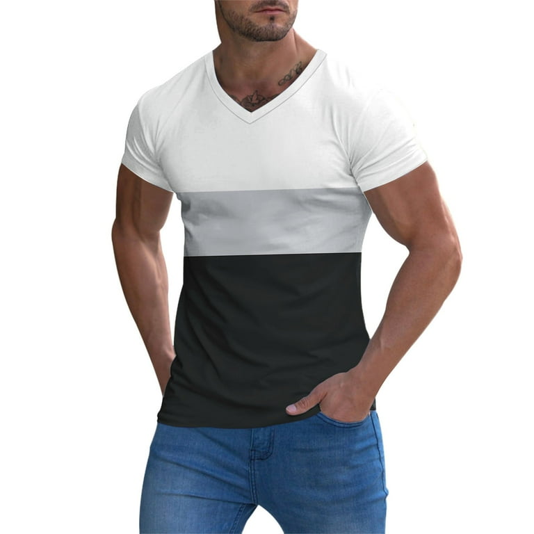 Tシャツ・カットソー EiDER KINETIC Kinetic Men's Cool Short Sleeve V-Neck T-Shirt KI-8jcuD Mens Soft Stretch Cotton Solid Short Sleeve V Neck