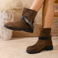thumbnail image 5 of Viluyesy Womens Mid-Calf Boots, Round Toe Low Heels Pull-On 2025 British Style Cowgirl Boots Brown US7, 5 of 9