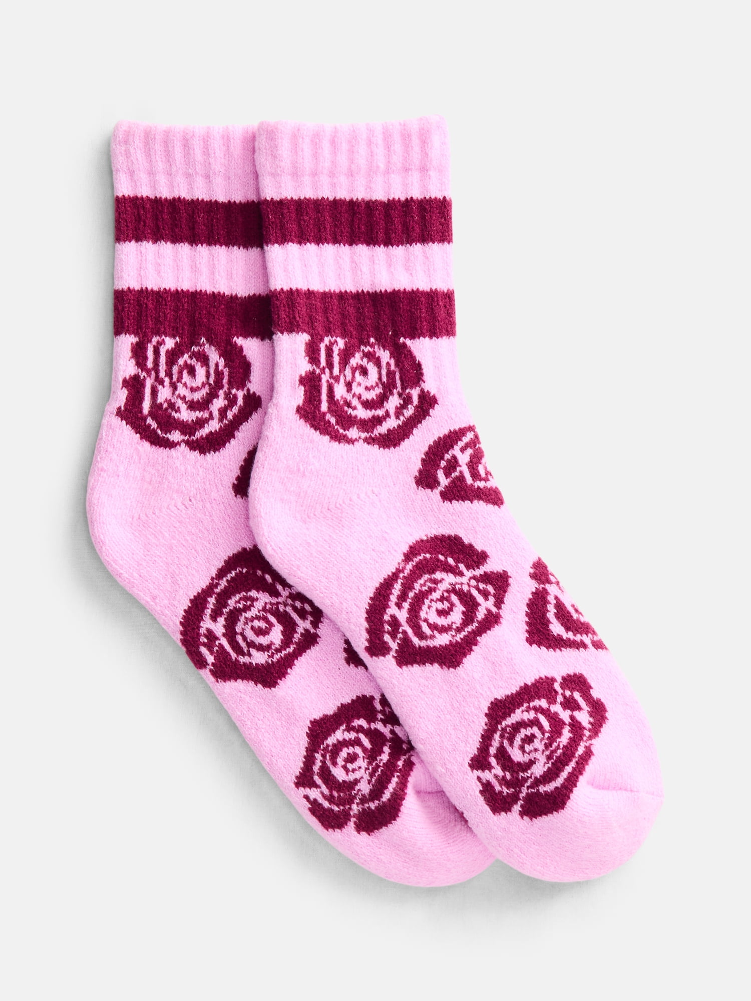 No Boundaries Women's Cozy Mid Crew Socks, 2 Pack, Shoe Sizes 4-10