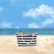 thumbnail image 5 of pstuiky Bolso de playa para mujer con estampado de hojas azules grande de lona para viaje con cierre de cremallera para verano, 5 of 6