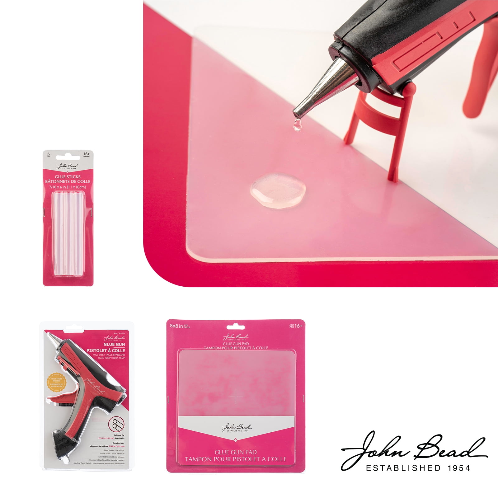 John Bead™ Hot Melt Dual Temperature Glue Gun with 2 Glue Sticks