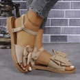 thumbnail image 6 of YgkuHd Women's Casual Flat Sandals Thong Style Oversized Soft Bow Toe Strap Espadrille-Inspired Sole Comfort Khaki,5.5, 6 of 8