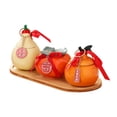 thumbnail image 3 of Lipstore Pear Orange Persimmon Tea Canister with Wood Tray Decorative Candy Container, 3 of 8
