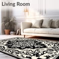 thumbnail image 2 of ODIKA 6'x9' Machine Washable Non-Slip Area Rug, Vintage Floral Medallion With Elegant Botanical Ornaments High Traffic Rug, Black, 566183, 2 of 7