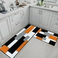 thumbnail image 3 of Orange Geometric Kitchen Rugs and Mats Non Skid Washable Set of 2, Checked Black Grey Kitchen Mats for Floor, Rustic Kitchen Runner Rug, Modern Abstract Kitchen Decor, 3 of 6