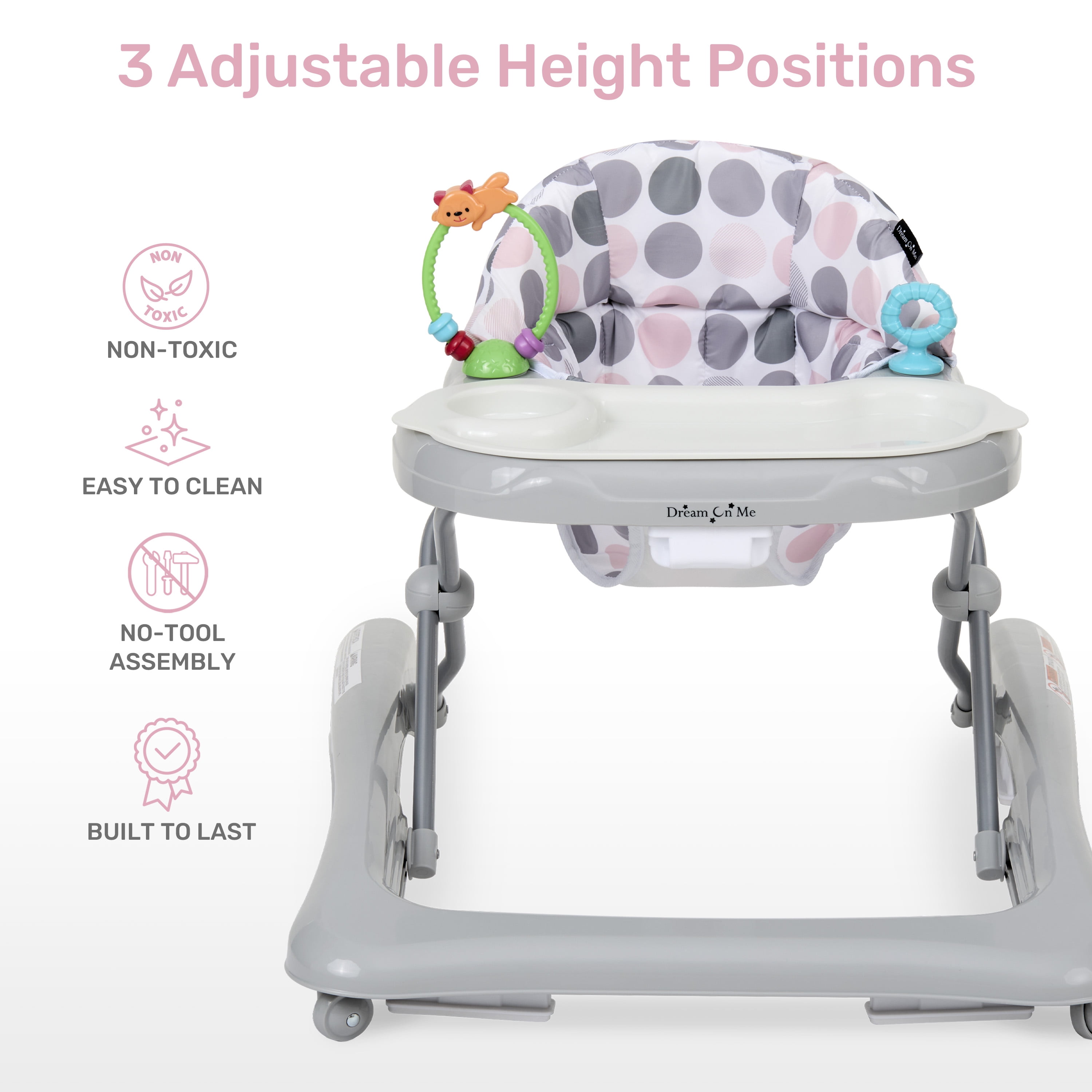 Dream On Me Mia Foldable 2-in-1 Baby Walker, Gray
