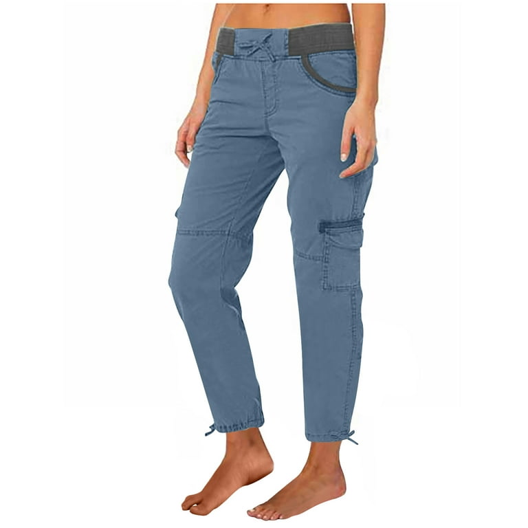 Cargo Pants for Women High Waist Yoga Pants Summer Casual Slim Fit Jogger  Workout Straight Leg Cargo Pants FAIWAD (X-Large) 