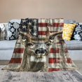 thumbnail image 2 of Orinice Deer American Flag Blanket, Soft Warm  Throw Blanket, Office Lightweight Nap Blanket, Hunting Gifts for Men Adults, Blankets for Sofa Couch Bedroom Decor   60x80in, 2 of 6