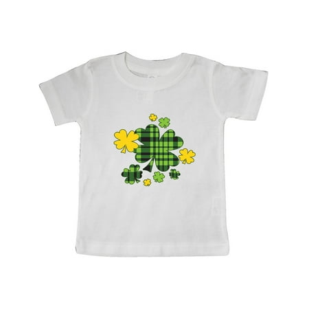 

Inktastic St. Patrick s Day Plaid Green and Yellow Shamrocks Gift Baby Boy or Baby Girl T-Shirt
