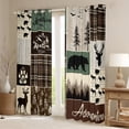 thumbnail image 2 of Rustic Patchwork Bed Curtains & Drapes, Hunting Deer Bear Curtains 52"Wx63"L, Retro Cabin Lodge Decor Blackout Curtains, Woodland Country Wild Animal Window Treatments Adventure Camping Decor, Brown, 2 of 6