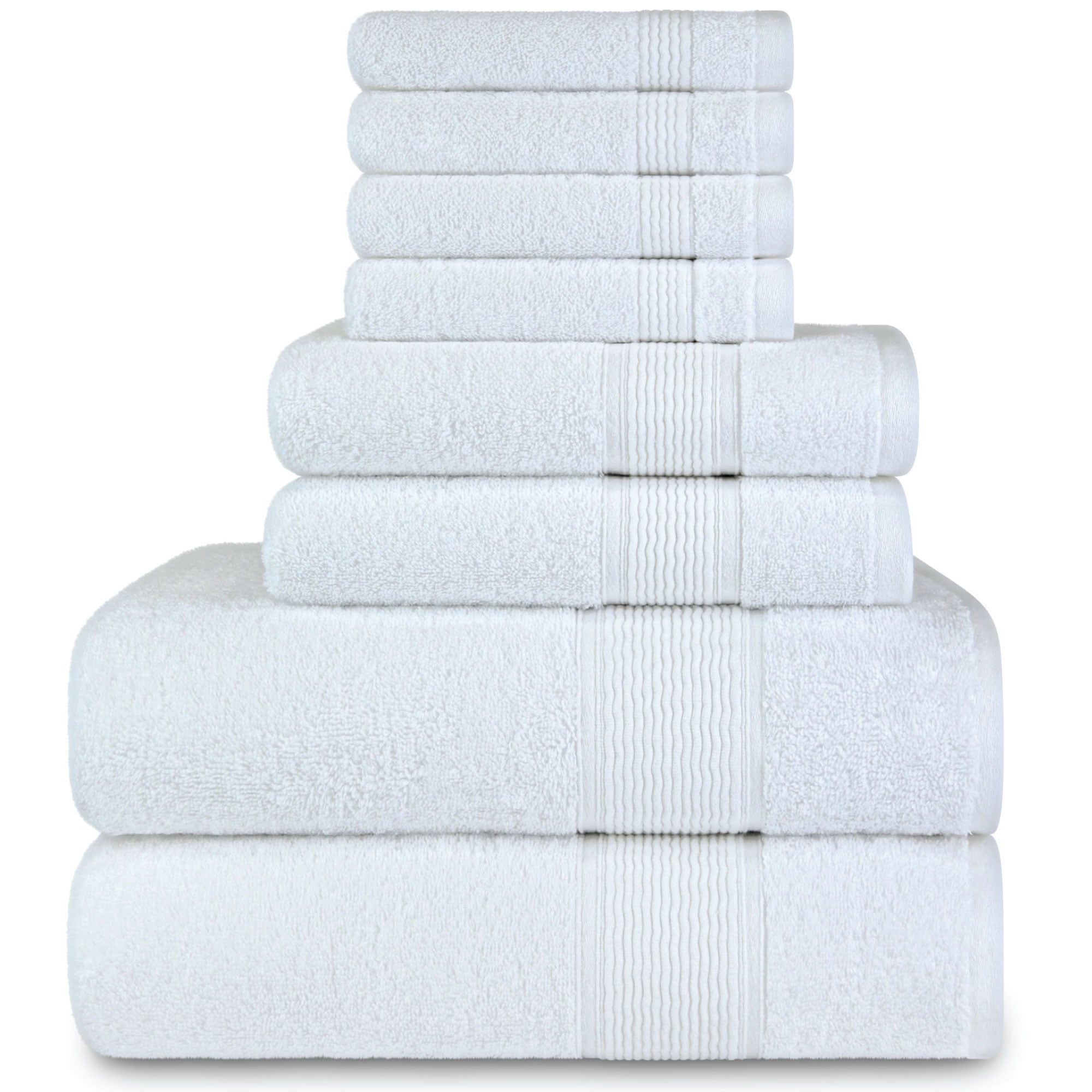 PACK 100% EGYPTIAN EMBED COTTON 600 GSM WHITE SUPER SOFT BATH TOWELS MULTI 