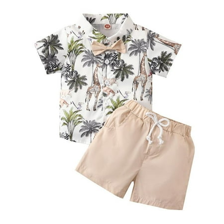 

Clearance!Boys Animal Print Shirt Shorts Set Casual Suit Summer Clothes Set