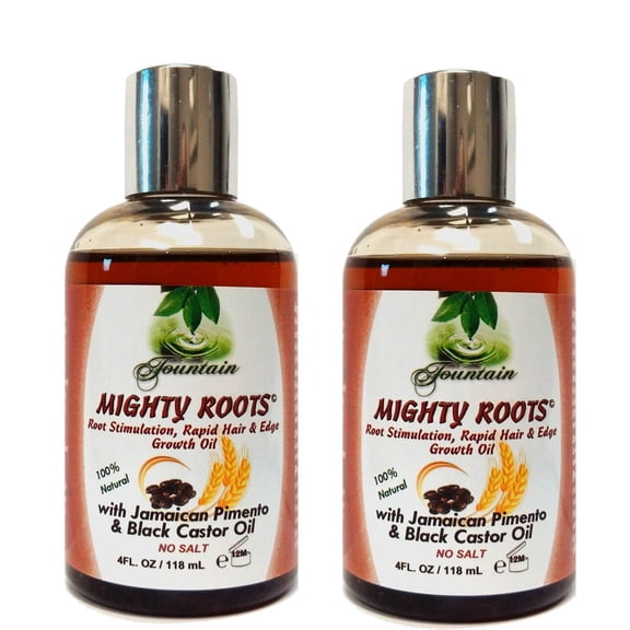 Fountain Mighty Roots Jamaican Pimento Black Castor Hair Oil, 4 Fl Oz, 2 Piece Pair (2 Pack)