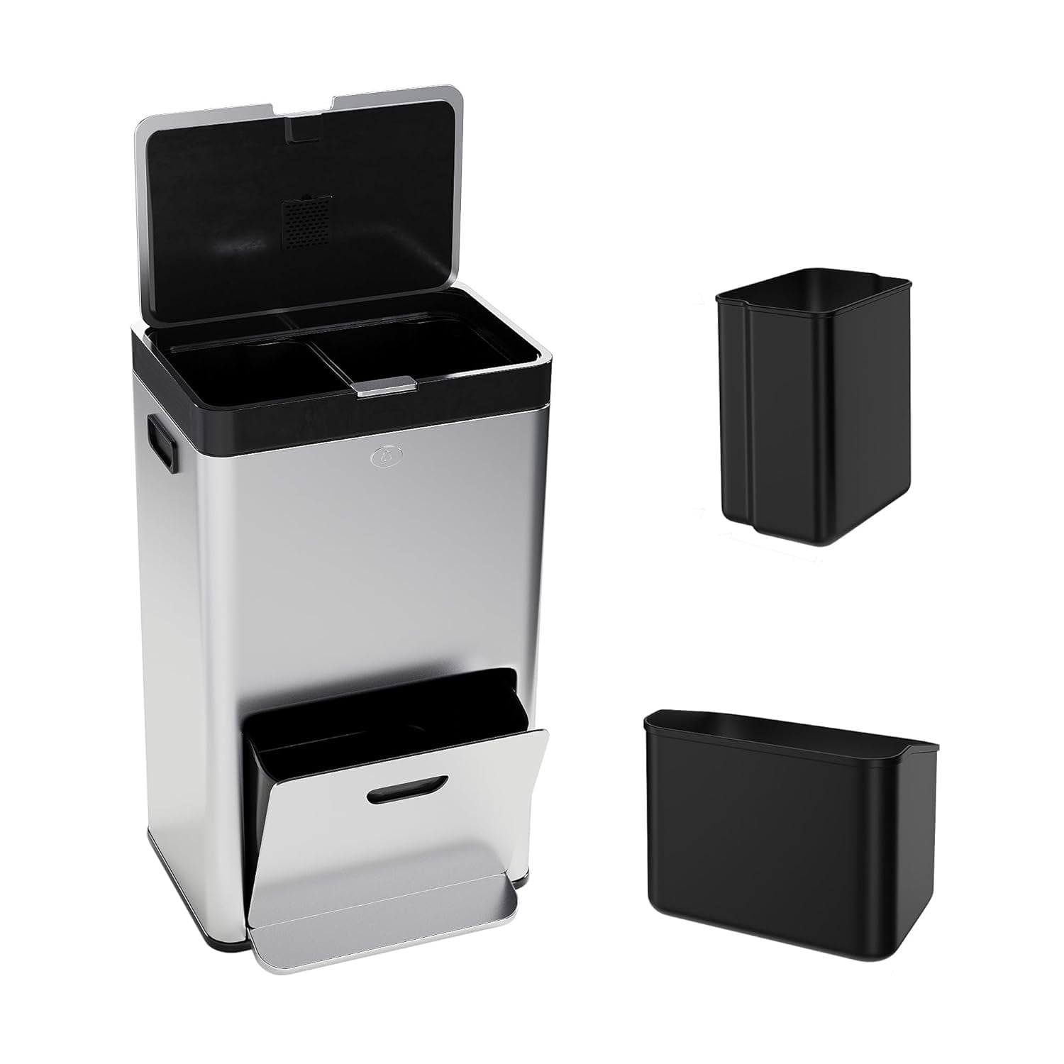 新品【DULTON】2 COMPARTMENT BIN 60 Organize It All 60-Liter Silver Steel Indoor Kitchen Step